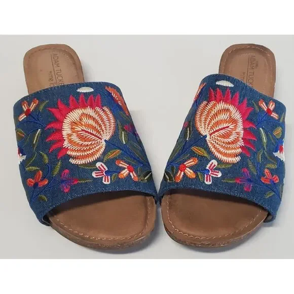 Nella Embroider Floral Sandal by Adam Tucker Me Too 7.5 Slip On K2112712 Boho - Picture 2 of 12